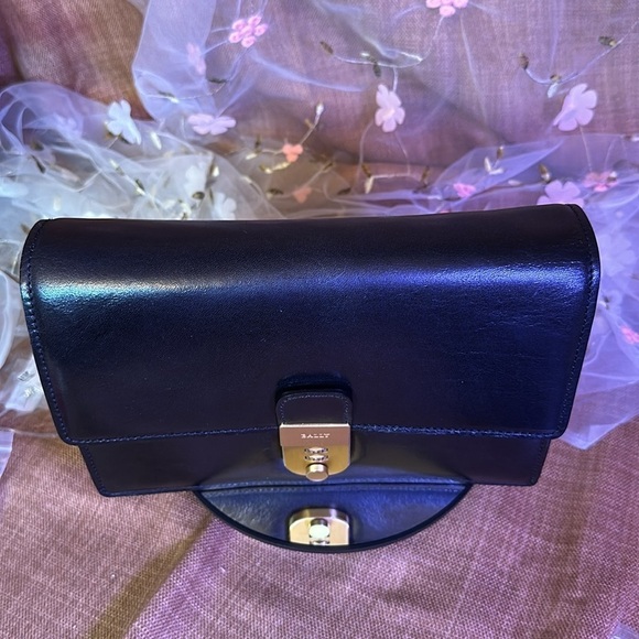 BALLY Vintage Black Leather Combination Lock Clutch - Picture 3 of 14